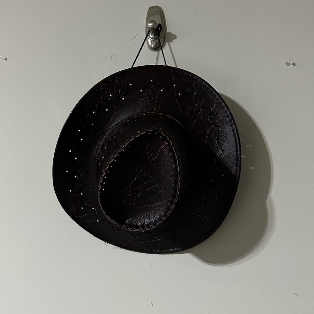 Vintage Brown PU Leather Hat Cowboy’s Unique Statement Piece (Unisex) Brand New